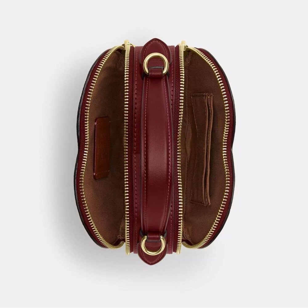 Coach Heart-Shaped Mini Bag with Cherry Print - Brown and Red - Picture 5 of 6